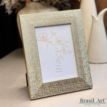 Imagem de Porta-Retrato Decorativo com Textura Ouro 13x18cm - brasil art