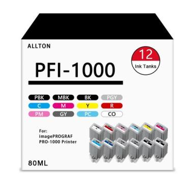 Imagem de Cartuchos de Tinta Allton PFI-1000 Kit com 12 Unidades de 80 ml Alta C