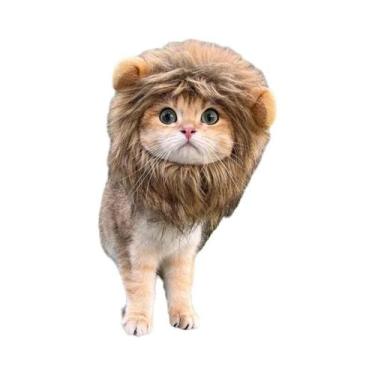 Imagem de Chapéu Elástico De Cabeça De Leão Para Gatos, Bonito E Quente Para Out