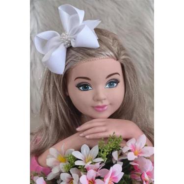 Imagem de Laço Belli Bico de Pato Branco com Miolo de Pérolas - Princesa Belli