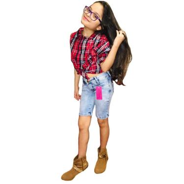 Imagem de Kit 2 Bermuda Jeans Com Licra Infanto Juvenil Feminina 1-Feminino