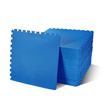 Imagem de Kit 8 Placas Tapete Tatame EVA 50x50x1cm 10mm Tons de Azul
