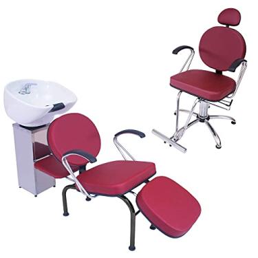 Imagem de Kit 1 Poltrona Cadeira Recl. e Lavatório Salão Beleza Veneza