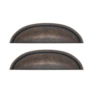 Imagem de 2 Puxador Guarda Roupa Colonial Meia Lua Concha Prata Bronze (Bronze Envelhecido)