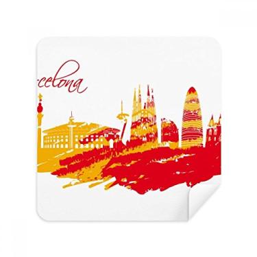 Imagem de City Outline Pano de limpeza de tela vermelho e amarelo Barcelona Tecido de camurça Pacote com 2