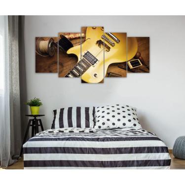 Imagem de Quadro Decorativo Sala Quarto Escritório Guitarra Dourada