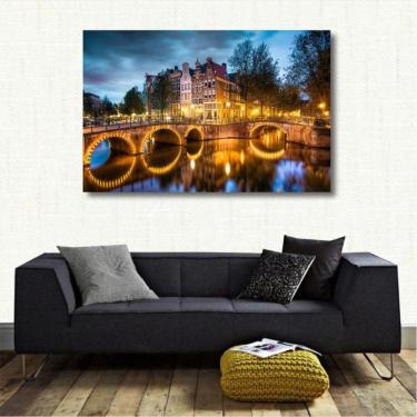 Imagem de Quadro Decorativo Cidade de Amsterdã - Paisagem - Tela em Te