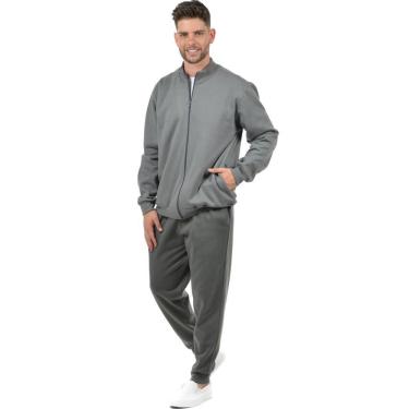 Imagem de Conjunto moletom flanelado jaqueta e calça punho masculino