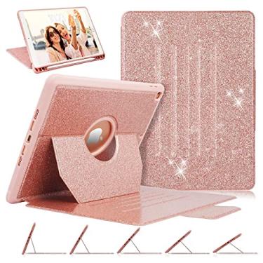 Imagem de Capa Sevrok para iPad 10.2 2019 iPad 7ª geração, [5 ângulos magnéticos] Capa protetora com design de glitter e absorção de choque com suporte de lápis, ativação automática/suspensão para iPad 7ª geração 10,2" Tablet (ouro rosa)