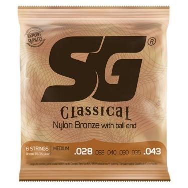 Imagem de Jogo Cordas Violão Nylon 65/35 Prata Bronze Tensão Leve Sg