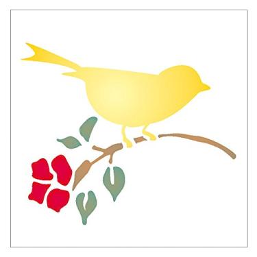 Imagem de Stencil de Acetato para Pintura OPA 14 x 14 cm - 997 Pássaro com Flor