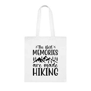 Imagem de Best Memories Are Made Sacola de caminhada, presente de caminhada, bolsa de ombro, bolsas reutilizáveis, ideia de presente de cesta de Natal de aniversário, Branco