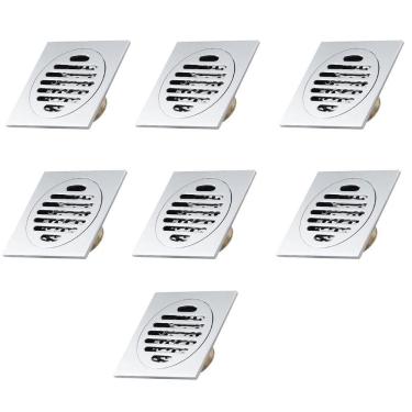 Imagem de Ralo Inteligente 10x10 Inox Anti Odor Kit 7 Unid Banheiro Casa Lavabo Varanda