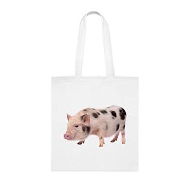 Imagem de Sacola grande em miniatura rosa com manchas pretas, presente divertido, bolsa de ombro, bolsas reutilizáveis, cesta de Natal de aniversário ideia de presente, Branco