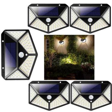 Imagem de Luminaria Solar Andarela Parede Sensor Presença 100 Leds Kit 5 Unid Lu