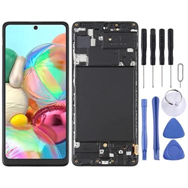 Imagem de OLED Material LCD Tela e digitalizador Montagem completa com quadro para a For Samsung Galaxy A71 SM-A715 (6,39 polegada) (Color : Black)