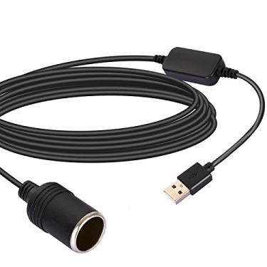 Imagem de Apoi Cabo adaptador USB A macho para tomada fêmea de 12V - preto (3,2 m)