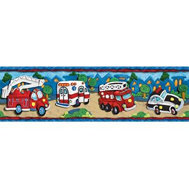 Imagem de Borda de papel de parede de veículos de resgate de argila - ambulância, caminhão de bombeiros de caminhão de bombeiro..