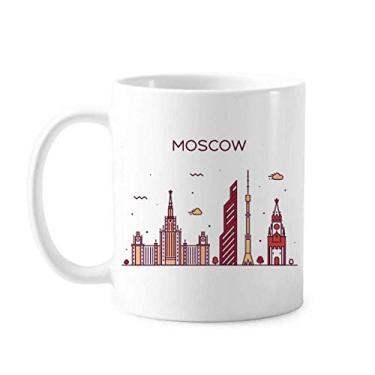Imagem de Moscou, Rússia, liso, padrão de marco, caneca de cerâmica, café, xícara de porcelana