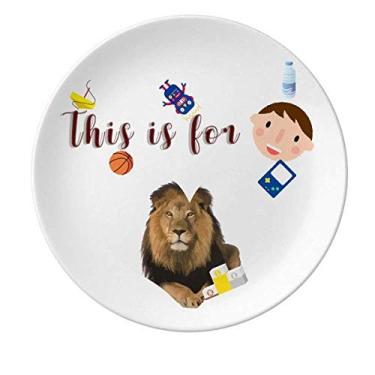 Imagem de Prato de porcelana Feline Lions Lie Fierce Prato redondo para jantar masculino