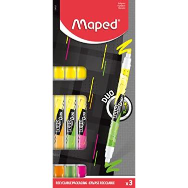Imagem de Marca Texto Fluo Peps Caneta Duo, Maped, 734127, 3 Cores Sortidas