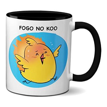 Imagem de Caneca Fogo no Koo Rede Social Trocadilho Xícara Engraçada (Preta)
