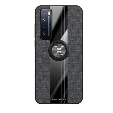 Imagem de Caso Flip do celular Compatível com Huawei Nova 7 Case, com Magnetic 360° Kickstand Case, Multifuncional Case Cloth Textue Shockproof TPU Protective Duty Case Capa protetora (Color : Black)