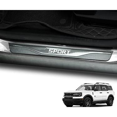 Imagem de GZBFTDH Compatível com acessórios de proteção contra arranhões F-ord Bronco Sport para soleira de porta de carro, painéis de chute, peças de automóveis, protetor de entrada de porta 2021 2022 2023