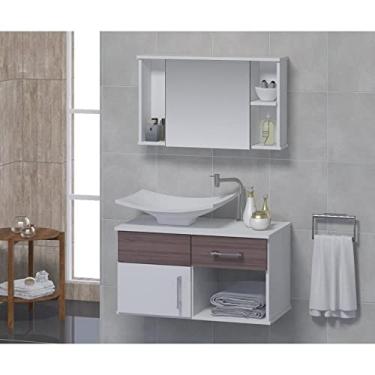 Imagem de Conjunto Gabinete Para Banheiro com Cuba e Espelheira New Stilo Contarini Rústico