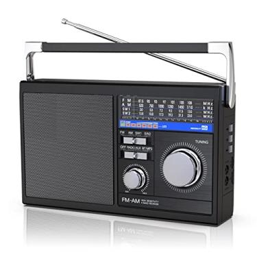 Imagem de Rádio FM portátil AM com Bluetooth, Transistor SW Rádio Retrô com Melhor Recepção, Operado por Bateria ou Alimentação CA, Alto-falante Bluetooth Fone de Ouvido USB TF Cartão AUX, Entrada para Senior (Preto)