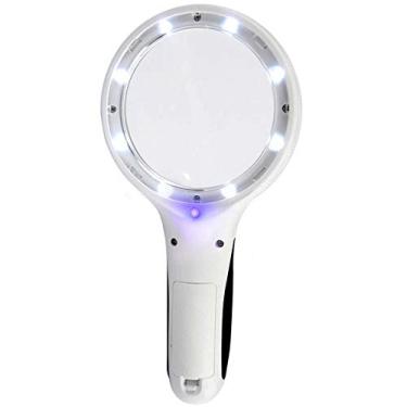 Imagem de Estek, PA0862, Mini Lupa de Mão Para Estética com Leds s e Uv, cor Branco, Plástico