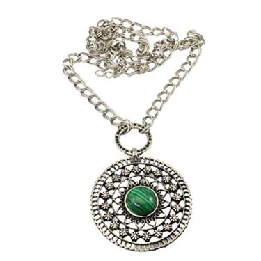 Imagem de Colar mandala de pedra malaquita bijuterias acessorios femininos