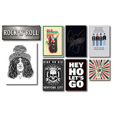 Imagem de Kit 8 Placas Decorativas Música Rock Mdf
