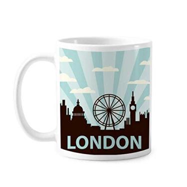 Imagem de Britain UK London Eye Outline United Kingdom Caneca Cerâmica Café Porcelana Copo Mesa