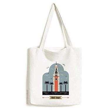 Imagem de Hong Kong Clock Tower Art Deco Gift Fashion Tote Bolsa de compras Bolsa casual Bolsa de compras