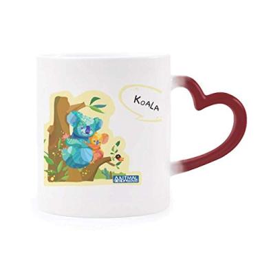 Imagem de Caneca Austrália Coala e Eucalipto Aquarela Sensível ao Calor Caneca de Grés Mudança de Cor Vermelha