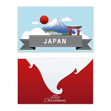 Imagem de Japan Mount Red Sun Rail Train Temple Holiday Merry Christmas Cartões de parabéns Mensagem de Natal