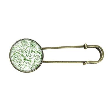 Imagem de Broche de metal retrô biológico com estrutura de células de microscópio verde