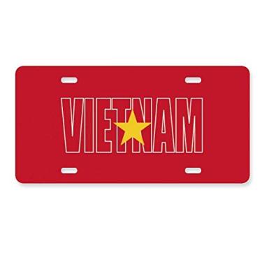Imagem de DIYthinker Placa de carro com nome da bandeira do Vietnã, acessório de aço inoxidável