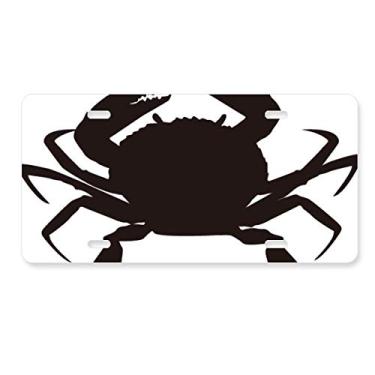 Imagem de DIYthinker Placa de licença de organismo marinho padrão caranguejo preto acessório de aço inoxidável para decoração de carro