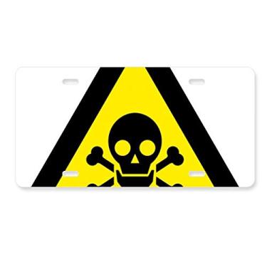 Imagem de DIYthinker Símbolo de aviso amarelo preto envenenamento placa de licença decoração aço inoxidável automóvel etiqueta