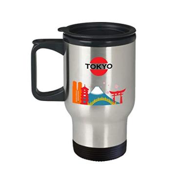 Imagem de Caneca de viagem Tokyo – Caneca de chá divertido com isolamento térmico de café de cacau quente – ideia de de Natal
