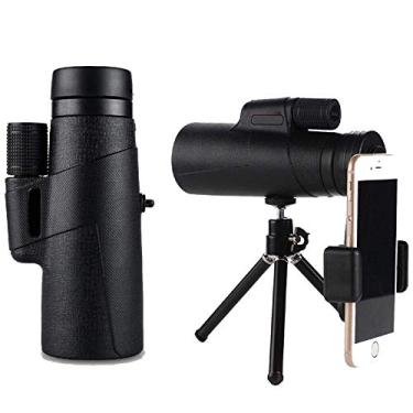 Imagem de Telescópio monocular, monóculo 12x50 HD de alta potência para adultos que observam pássaros com suporte para smartphone e prisma BAK4 de tripé para viagens em acampamento - 2021 mais recente (1250, preto)