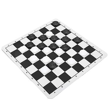 Imagem de BHDK Tabuleiro de xadrez dobrável de damas, conjunto de damas dobráveis forte e durável, portátil para crianças para adultos