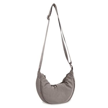 Imagem de Bolsa tiracolo de nylon, crescente, bolsas masculinas e femininas modernas, bolsa transversal pequena, estilo Hobo, Cinza, Small