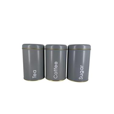 Imagem de Latas Porta Mantimento Jogo com 3 Pçs Decorativa 3 Cores