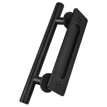 Imagem de Maçaneta Da Porta Sluffs Push Pull, Maçaneta Da Porta Deslizante Em Forma De H De Dupla Face, Maçaneta Da Porta Do Celeiro Vintage Em Aço Inoxidável Preto, Móveis Para Galpões De Garagem, Material