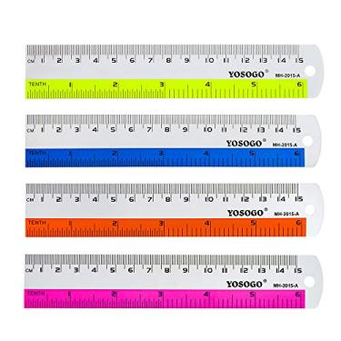 Imagem de Régua de alumínio de 6 polegadas (15 cm) de cores sortidas - Pacote com 6