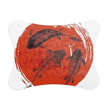 Imagem de Moldura de quebra-cabeça abstrata de animal de carpa vermelha japonesa ornamento de quebra-cabeça