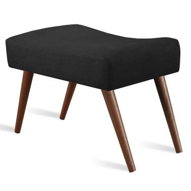 Imagem de Puff Cama inBox Aluna Retangular com Pés em Madeira Maciça Tecido Suede Preto